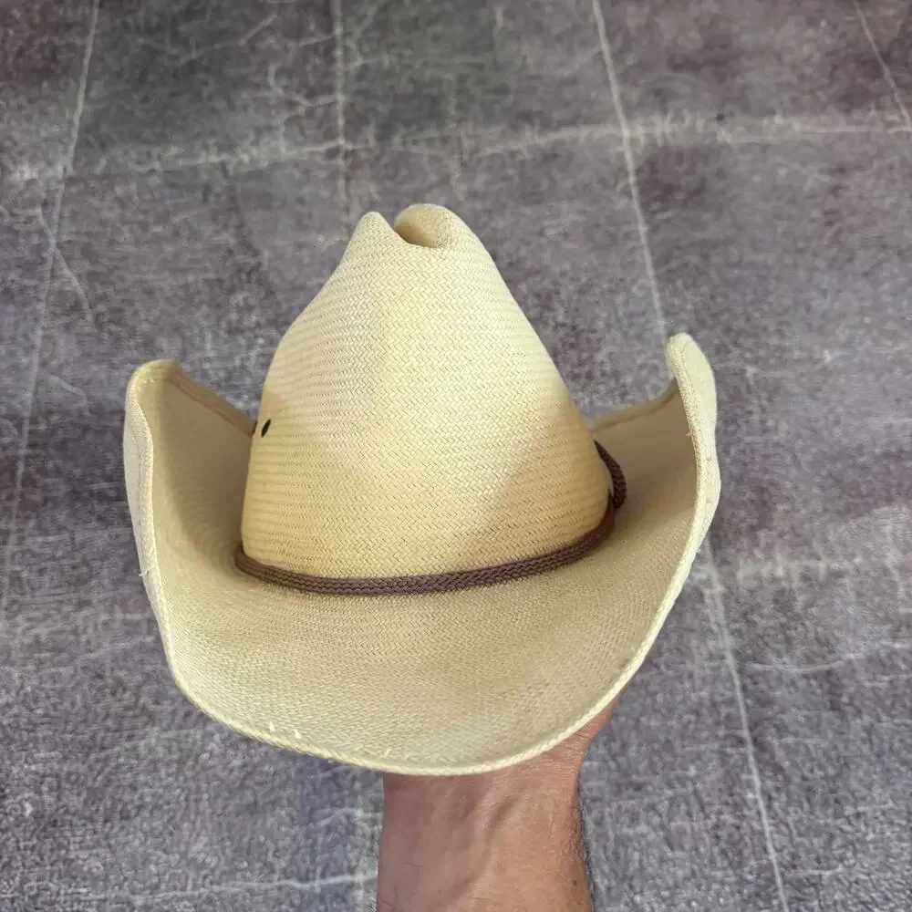 Men's Vintage 80's Cordray's Corral Genuine Shantung Beige Cowboy Hat Sz 6 7/8